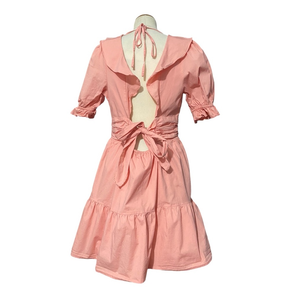 WAYF Ruffle Neck Tiered Mini Dress Large - Picture 5 of 6